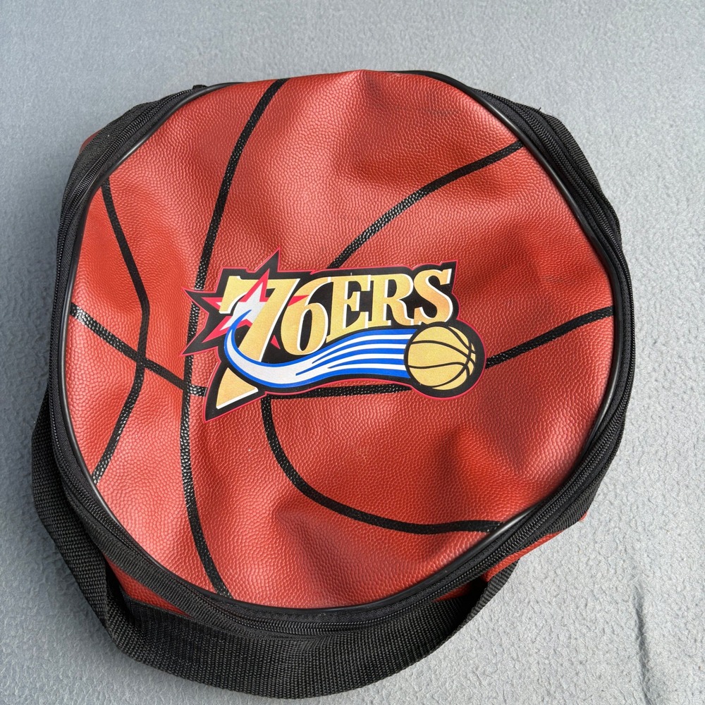 Philadelphia 76ers Basketball Shaped Insulated Lunch Bag Red Black Cooler NBA